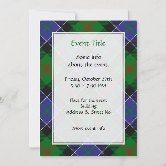 Invitation Clan Paterson Tartan (Dos)