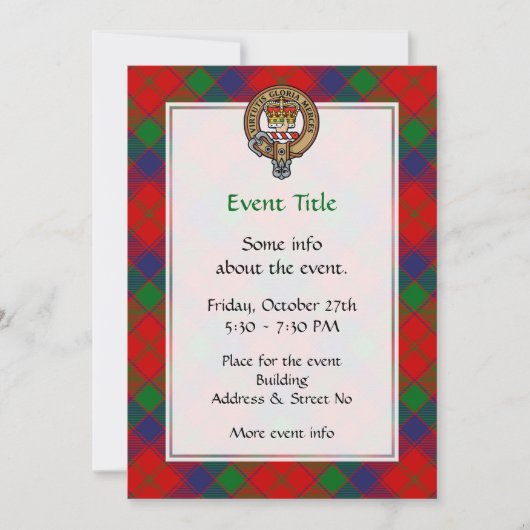 Invitation Clan Robertson Crest sur Tartan (Devant)