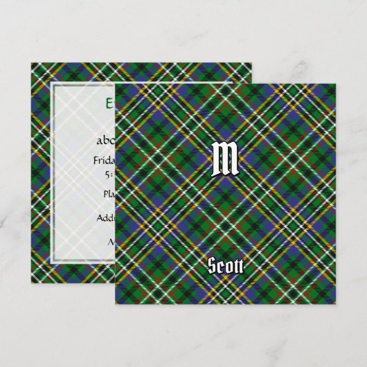 Invitation Clan Scott Green Tartan (Devant / Derrière)