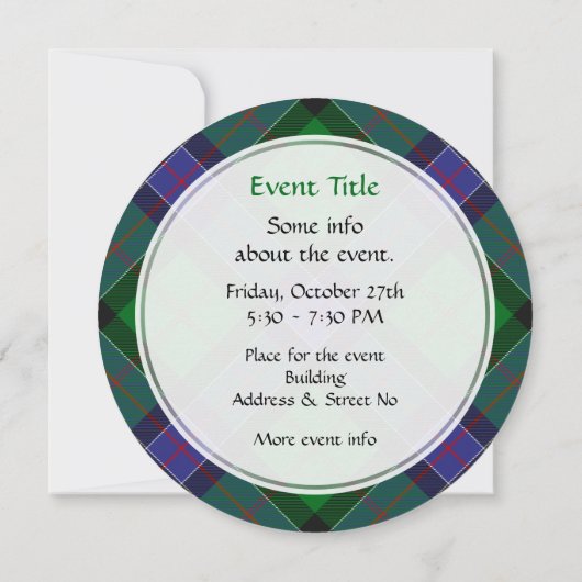 Invitation Clan Sinclair Chasse Tartan (Dos)