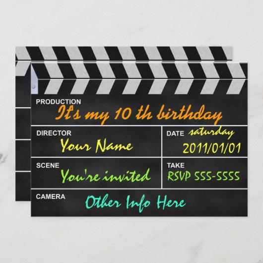 Invitation clap cinéma (Devant / Derrière)