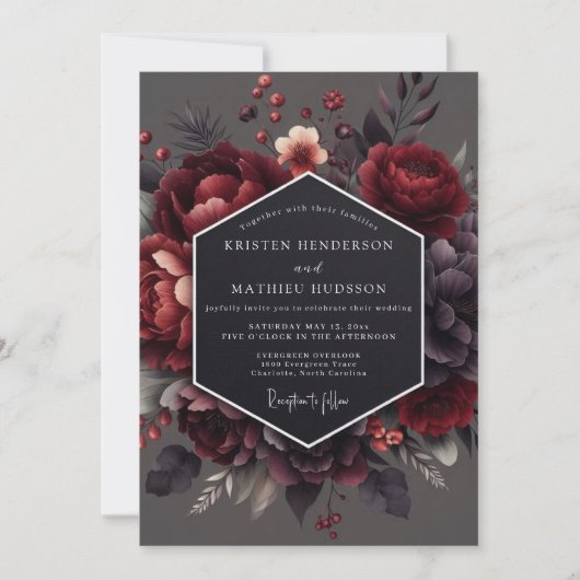 Invitation Claret Chiaroscuro Fleur de Mariage (Devant)