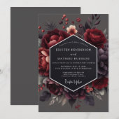 Invitation Claret Chiaroscuro Fleur de Mariage (Devant / Derrière)