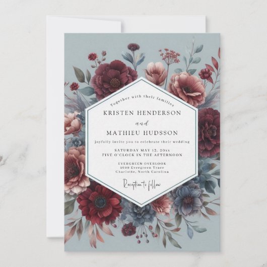 Invitation Claret Dutch Master Flora Wedding (Devant)