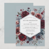Invitation Claret Dutch Master Flora Wedding (Devant / Derrière)