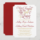 Invitation Claret Gold Soul aime Mariage de coeur (Devant / Derrière)