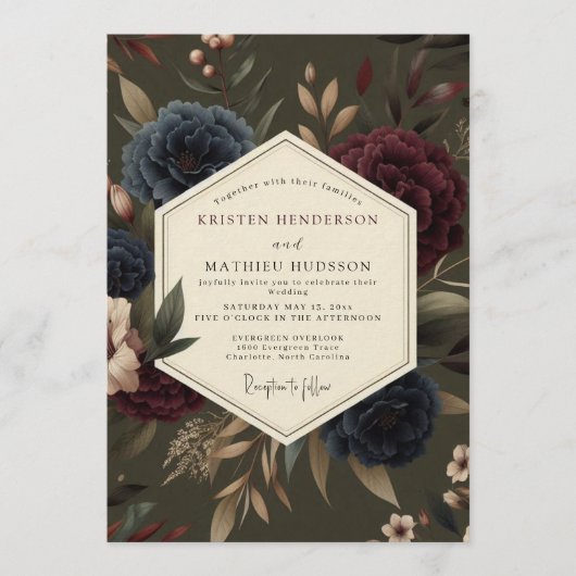 Invitation Claret Indigo Rembrandt Mariage (Devant)