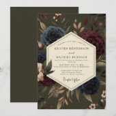 Invitation Claret Indigo Rembrandt Mariage (Devant / Derrière)