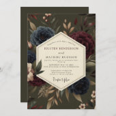 Invitation Claret Indigo Rembrandt Wedding (Devant / Derrière)