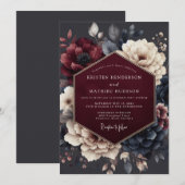 Invitation Claret Midnight Flora Wedding (Devant / Derrière)