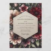 Invitation Claret Opulent Flora Wedding (Devant)