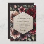 Invitation Claret Opulent Flora Wedding (Devant / Derrière)