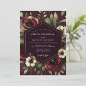 Invitation Claret Renaissance Bloom Mariage (Debout devant)