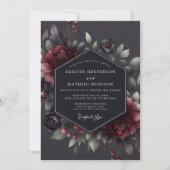 Invitation Claret Somber Flora Wedding (Devant)