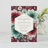 Invitation Claret Teal Moody Bloom Wedding (Debout devant)