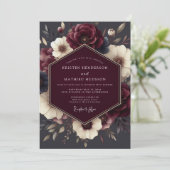 Invitation Claret Tenebrous Flora Wedding (Debout devant)