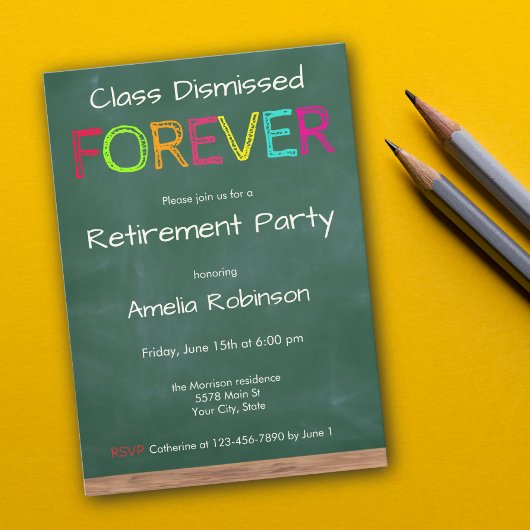 Invitation Class Dismissed Forever Teacher Retirement Party