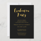 Invitation Class of 2026 2 Photo Twins Black Gold Typography (Dos)