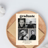 Invitation CLass of  2026 Grad Party  Graduation black white
