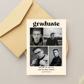 Invitation CLass of  2026 Grad Party  Graduation black white