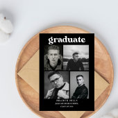 Invitation CLass of  2026 Grad Party  Graduation black white