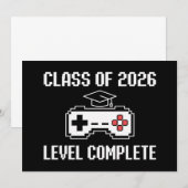 Invitation Class Of 2026 Level Complete Gaming Graduation (Devant / Derrière)