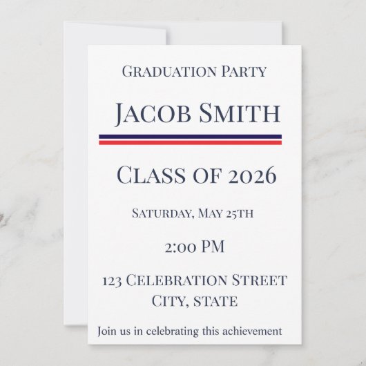 Invitation Class of 2026 Patriotic Graduation Invite (Devant)