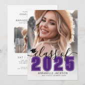 Invitation Class Of 2026 Purple Graduate Photo Graduation (Devant / Derrière)