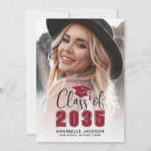 Invitation Class Of 2026 Red Graduate Photo Graduation (Devant)