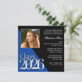 Invitation Class of 2026 Silver Grad Blue with Photo (Debout devant)