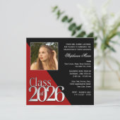 Invitation Class of 2026 Silver Grad Red with Photo (Debout devant)