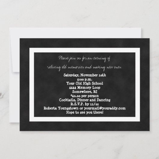 Invitation Classe 10e année Réunion Noir Chalkboard (Dos)
