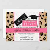 Invitation Classe 2011 Empreinte de léopard et Pink (Devant / Derrière)