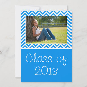 Invitation Classe 2013 Bleu Chevron Stripe Graduation