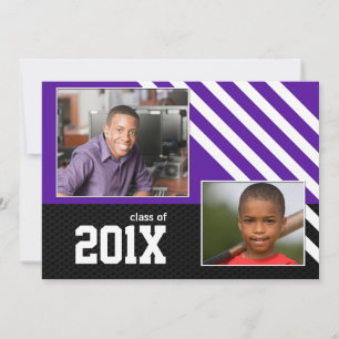 Invitation Classe 2013 Purple Black and White Graduation