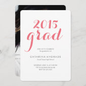 Invitation Classe 2015 Photo Graduation High School Script (Devant / Derrière)