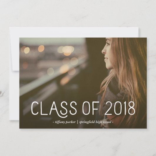 Invitation Classe 2018| Typographie moderne Photographie Grad (Devant)