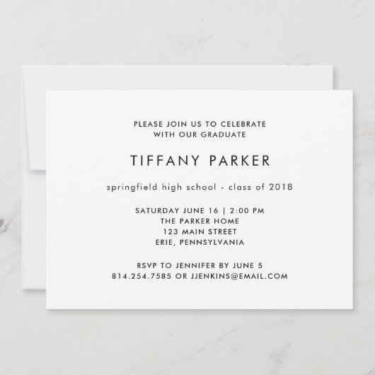 Invitation Classe 2018| Typographie moderne Photographie Grad (Dos)