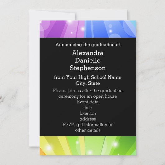 Invitation Classe Arc-en-ciel vibrante de 2018 (Dos)