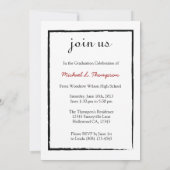 Invitation Classe artistique noire, blanche et rouge de 2013 (Dos)