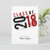 Invitation Classe artistique Rouge, Noir et Blanc de 2018 5x7 (Debout devant)