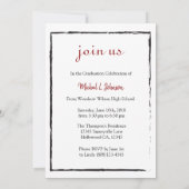 Invitation Classe artistique Rouge, Noir et Blanc de 2018 5x7 (Dos)