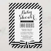 Invitation Classé Baby shower en rayures noir et blanc (Devant / Derrière)