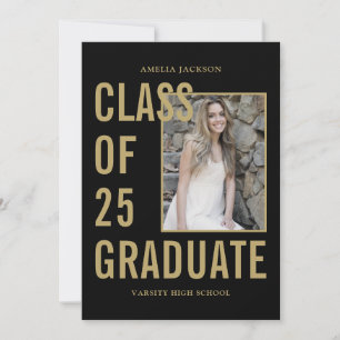 Invitation Classe Black & Gold De 25 Photos Graduation Party