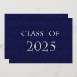 Invitation Classe Bleu & Argent de 2025 Graduation Party