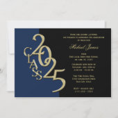 Invitation Classe bleue et or de 2025 Grad avec option couleu (Devant)