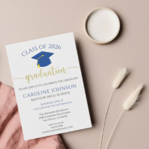 Invitation Classe Bleue Et Or De La Partie De Graduation