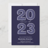 Invitation Classe Bold de 2023 script bleu photos graduation (Devant)