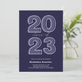 Invitation Classe Bold de 2023 script bleu photos graduation (Debout devant)