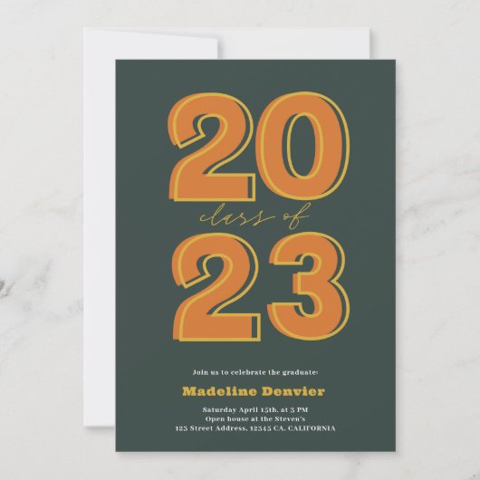 Invitation Classe Bold de 2023 script vert photos graduation (Devant)